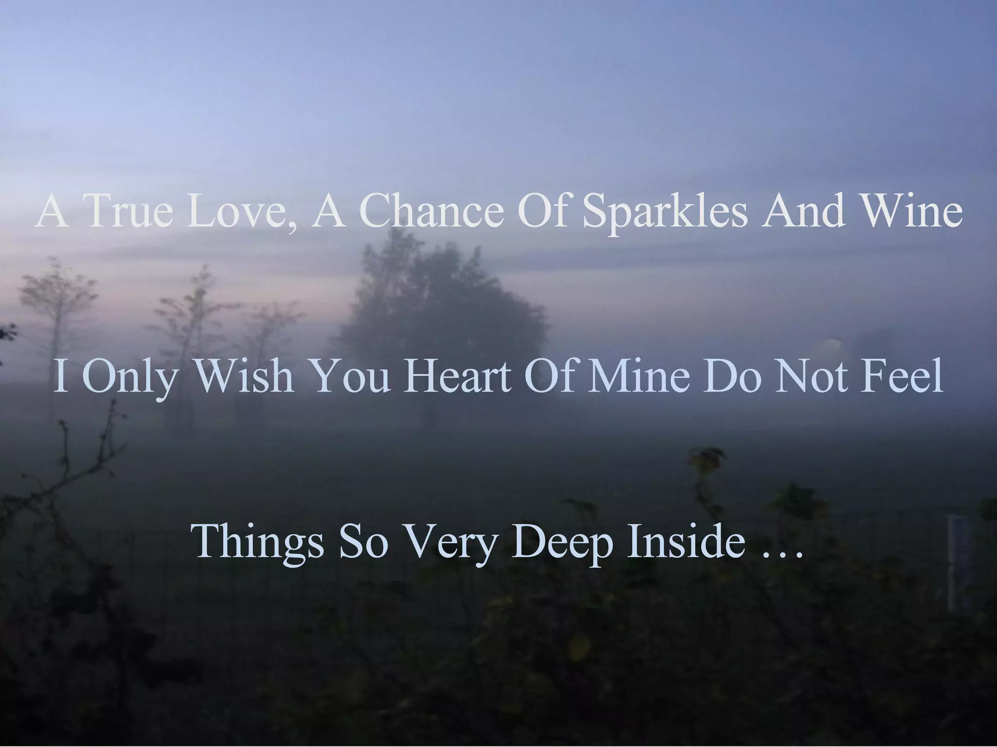 A True Love, A Chance Of Sparkles And Wine I Only Wish You Heart Of Mine Do Not Feel Things So Very Deep Inside …