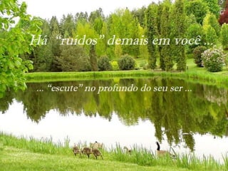 Há  “ruídos” demais em você  ...   ... “escute” no profundo do seu ser ... 