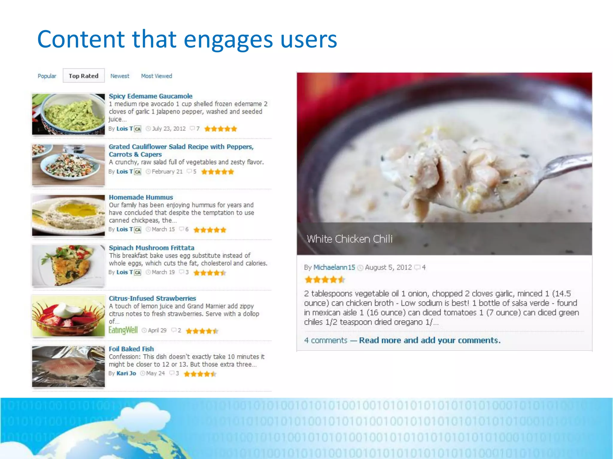 Content that engages users
 