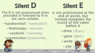 /`hænkərʧı:f/
/`wenzdeı/
/ˈsænwɪdʒ/
ɡrænmʌðə/
/draıv/
/geıv/
/ˈraɪt/
/saɪt/
 