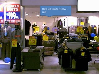 The customer should be able to enter your shop and clearly see where the major departments are situated.