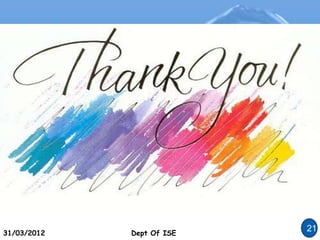 Dept Of ISE
31/03/2012 Dept Of ISE
21
 