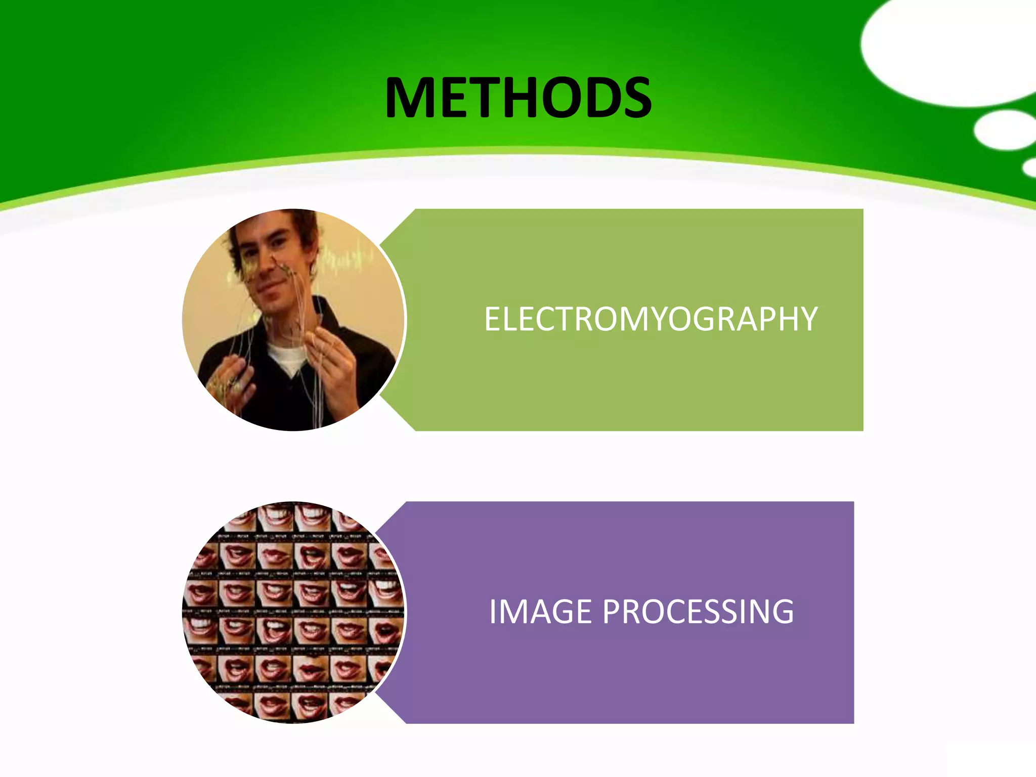METHODS
ELECTROMYOGRAPHY
IMAGE PROCESSING
 