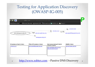 Testing for Application Discovery
         (OWASP-IG-005)

                                                 P




 http://...