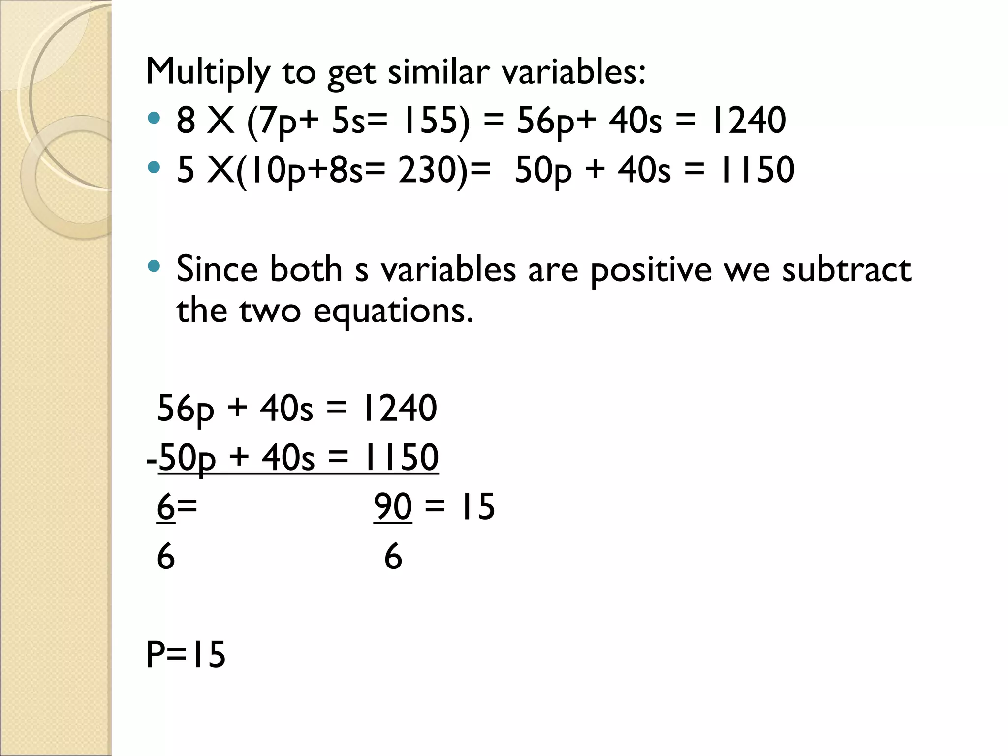 Simultaneous Equation Poster | PPT