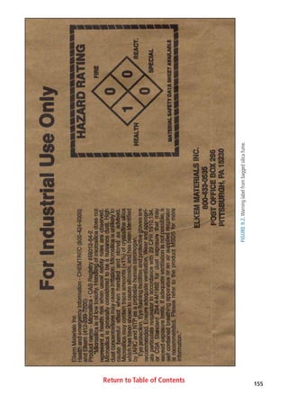Return to Table of Contents 155
FIGURE9.2.Warninglabelfrombaggedsilicafume.
 