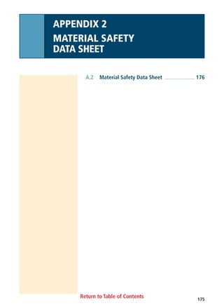 Return to Table of Contents 175
A.2 Material Safety Data Sheet .............................. 176
APPENDIX 2
MATERIAL SAFETY
DATA SHEET
 