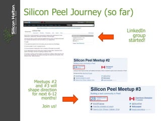 Silicon Peel Journey (so far)
LinkedIn
group
started!
Meetups #2
and #3 will
shape direction
for next 6-12
months!
Join us!
 