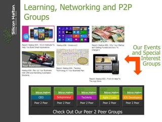 Learning, Networking and P2P
Groups
Our Events
and Special
Interest
Groups
 