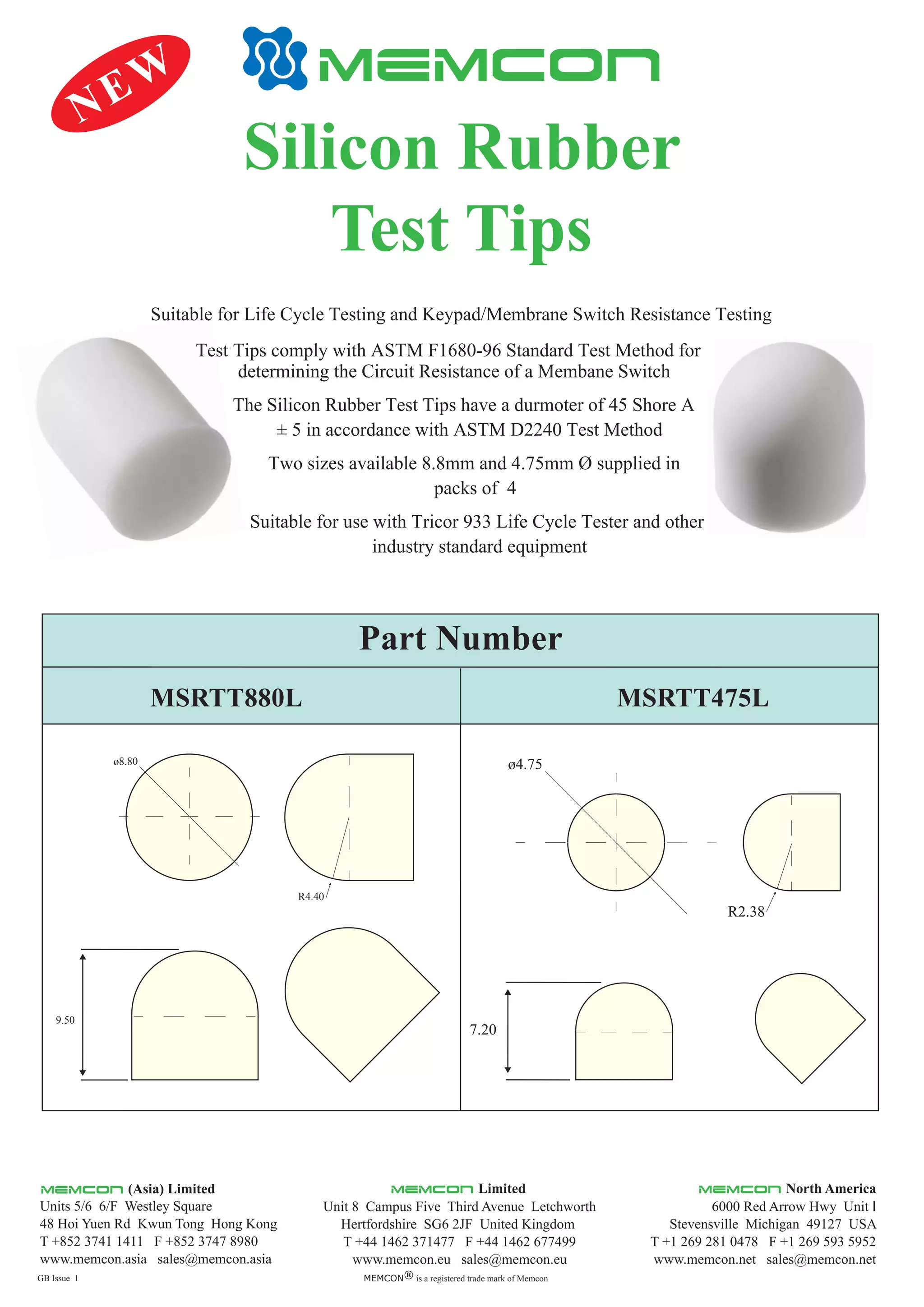 Memcon Silicon rubber-tips-datasheet | PDF
