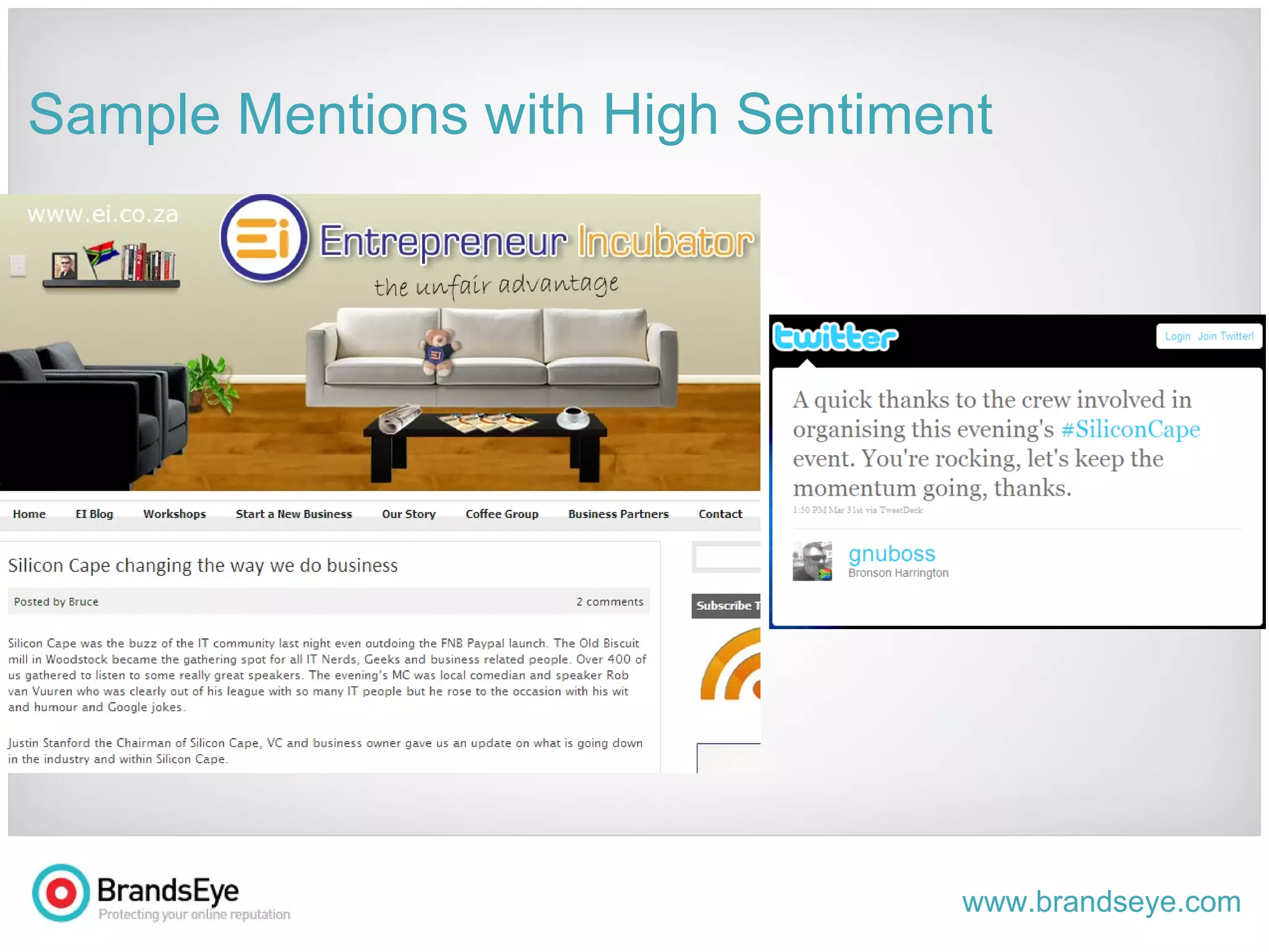 Sample Mentions with High Sentiment 