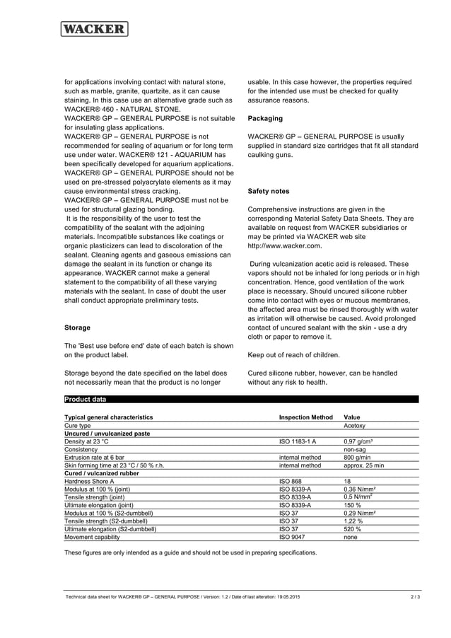 Silicone sealant datasheet PDF
