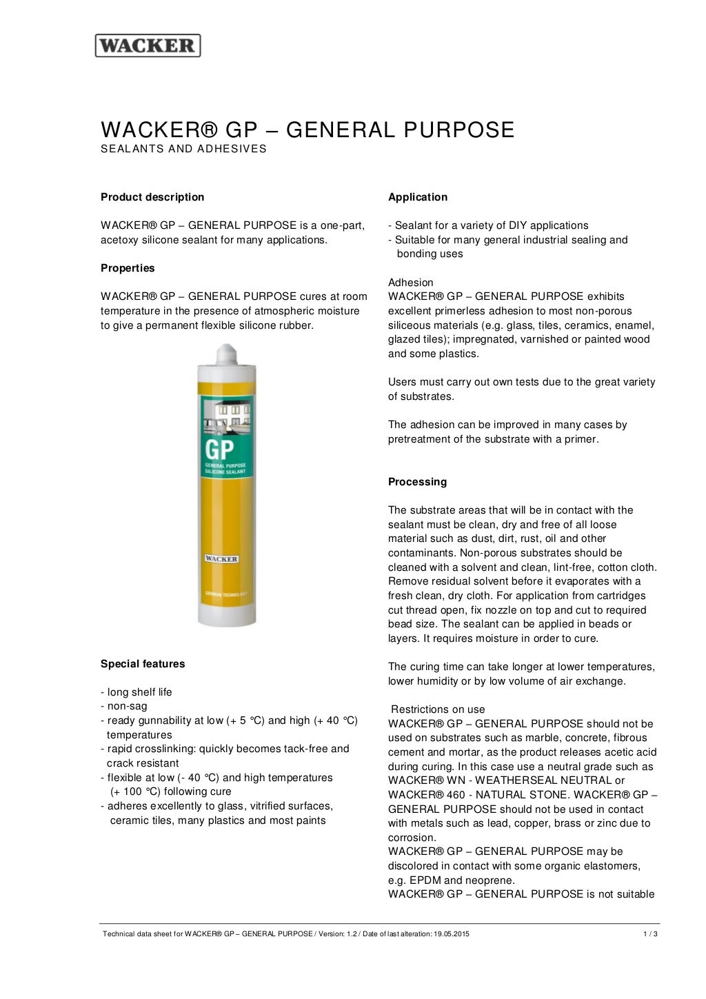 Silicone sealant datasheet