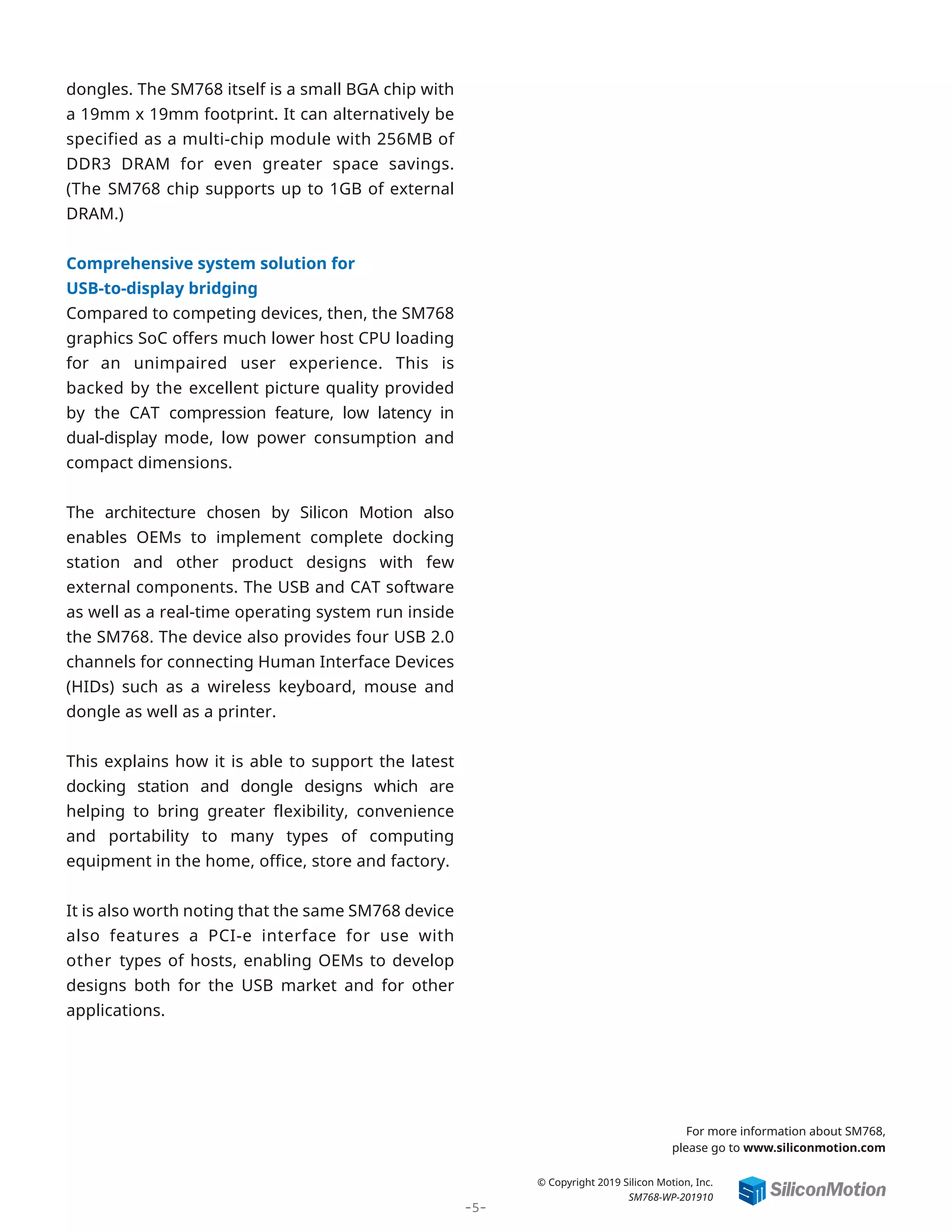 Silicon Motion's Graphics Display SoCs enables 4K High Definition and ...