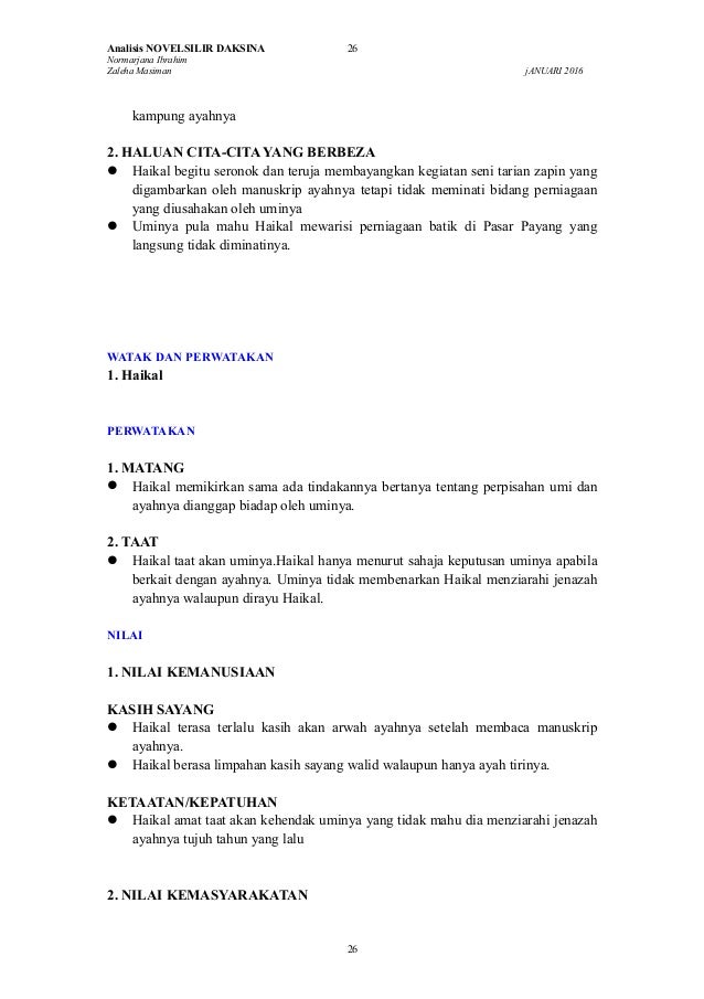 KOMSAS 2016 NOVEL TINGKATAN 5 ZON JOHOR: SILIR DAKSINA 