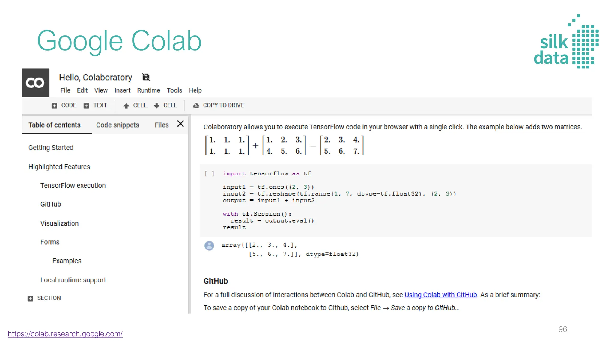 Google Colab
https://colab.research.google.com/
96
 