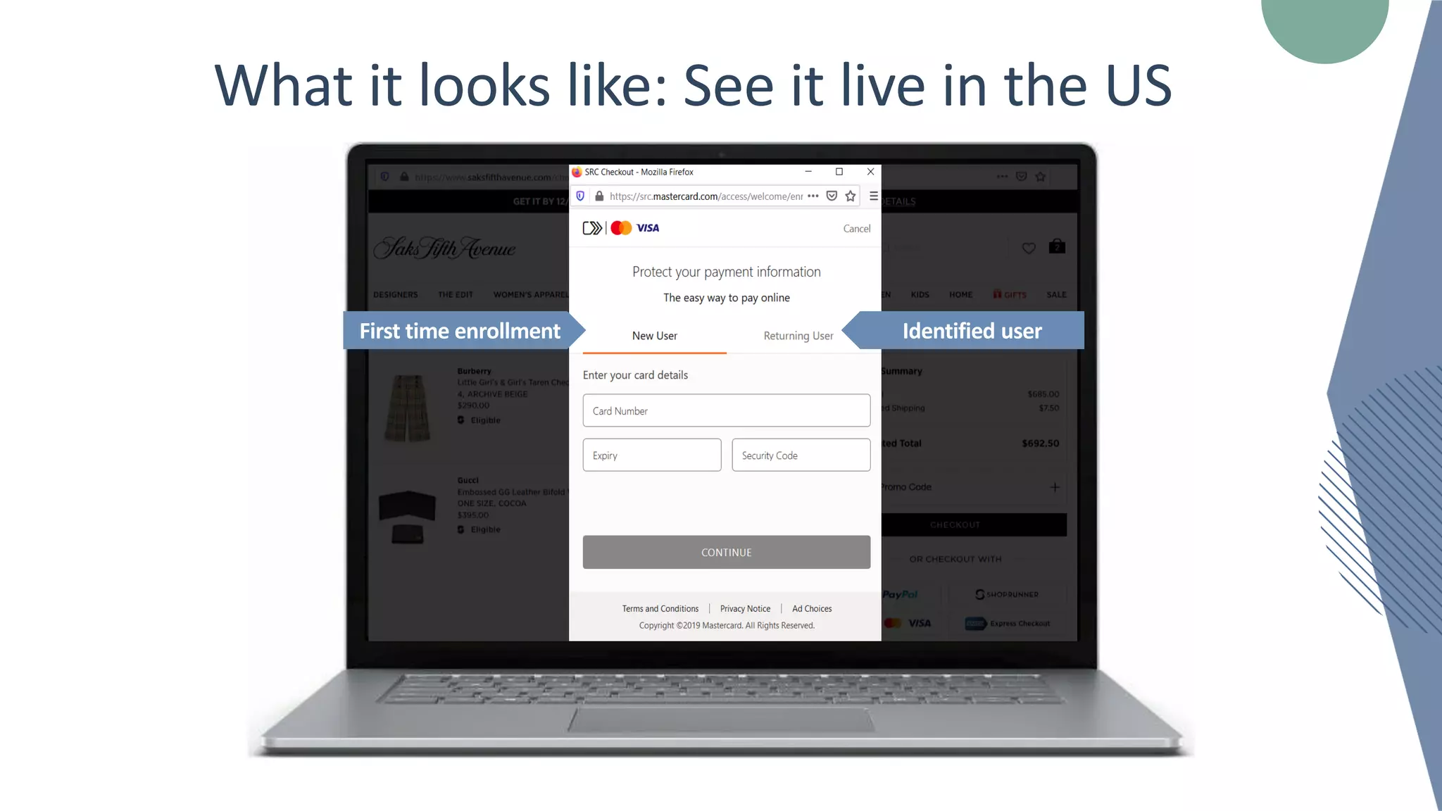 What it looks like: See it live in the US
First time enrollment Identified user
 