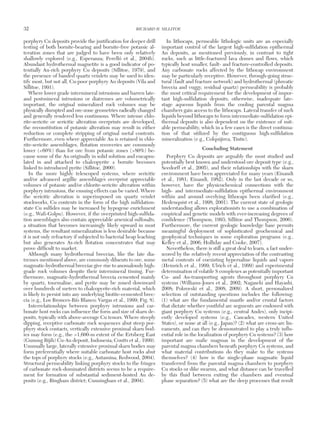porphyry Cu deposits provide the justification for deeper drill
testing of both bornite-bearing and bornite-free potassic al-
teration zones that are judged to have been only relatively
shallowly explored (e.g., Esperanza; Perelló et al., 2004b).
Abundant hydrothermal magnetite is a good indicator of po-
tentially Au-rich porphyry Cu deposits (Sillitoe, 1979), and
the presence of banded quartz veinlets may be used to iden-
tify most, but not all, Cu-poor porphyry Au deposits (Vila and
Sillitoe, 1991).
Where lower grade intermineral intrusions and barren late-
and postmineral intrusions or diatremes are volumetrically
important, the original mineralized rock volumes may be
physically disrupted and ore-zone geometries radically changed
and generally rendered less continuous. Where intense chlo-
rite-sericite or sericitic alteration overprints are developed,
the reconstitution of potassic alteration may result in either
reduction or complete stripping of original metal contents.
Furthermore, even where appreciable Au is retained in chlo-
rite-sericite assemblages, flotation recoveries are commonly
lower (<60%) than for ore from potassic zones (>80%) be-
cause some of the Au originally in solid solution and encapsu-
lated in and attached to chalcopyrite ± bornite becomes
linked to introduced pyrite (Sillitoe, 2000).
In the more highly telescoped systems, where sericitic
and/or advanced argillic assemblages overprint appreciable
volumes of potassic and/or chlorite-sericite alteration within
porphyry intrusions, the ensuing effects can be varied. Where
the sericitic alteration is superimposed on quartz veinlet
stockworks, Cu contents in the form of the high sulfidation-
state Cu sulfides may be increased by hypogene enrichment
(e.g., Wafi-Golpu). However, if the overprinted high-sulfida-
tion assemblages also contain appreciable arsenical sulfosalts,
a situation that becomes increasingly likely upward in most
systems, the resultant mineralization is less desirable because
it is not only refractory if subjected to bacterial heap leaching
but also generates As-rich flotation concentrates that may
prove difficult to market.
Although many hydrothermal breccias, like the late dia-
tremes mentioned above, are commonly diluents to ore, some
magmatic-hydrothermal breccias give rise to anomalously high-
grade rock volumes despite their intermineral timing. Fur-
thermore, magmatic-hydrothermal breccia cemented mainly
by quartz, tourmaline, and pyrite may be zoned downward
over hundreds of meters to chalcopyrite-rich material, which
is likely to persist into any underlying biotite-cemented brec-
cia (e.g., Los Bronces-Río Blanco; Vargas et al., 1999; Fig. 8).
Interrelationships between porphyry intrusions and car-
bonate host rocks can influence the form and size of skarn de-
posits, typically with above-average Cu tenors. Where steeply
dipping, receptive carbonate rock sequences abut steep por-
phyry stock contacts, vertically extensive proximal skarn bod-
ies may form (e.g., the >1,600-m extent of the Ertsberg East
(Gunung Bijih) Cu-Au deposit, Indonesia; Coutts et al., 1999).
Unusually large, laterally extensive proximal skarn bodies may
form preferentially where suitable carbonate host rocks abut
the tops of porphyry stocks (e.g., Antamina; Redwood, 2004).
Structural permeability linking porphyry stocks to the fringes
of carbonate rock-dominated districts seems to be a require-
ment for formation of substantial sediment-hosted Au de-
posits (e.g., Bingham district; Cunningham et al., 2004).
In lithocaps, permeable lithologic units are an especially
important control of the largest high-sulfidation epithermal
Au deposits, as mentioned previously, in contrast to tight
rocks, such as little-fractured lava domes and flows, which
typically host smaller, fault- and fracture-controlled deposits.
Any carbonate rocks affected by the lithocap environment
may be particularly receptive. However, through-going struc-
tural (fault and fracture network) and hydrothermal (phreatic
breccia and vuggy, residual quartz) permeability is probably
the most critical requirement for the development of impor-
tant high-sulfidation deposits; otherwise, inadequate late-
stage aqueous liquids from the cooling parental magma
chambers gain access to the lithocaps. Lateral transfer of such
liquids beyond lithocaps to form intermediate-sulfidation epi-
thermal deposits is also dependent on the existence of suit-
able permeability, which in a few cases is the direct continua-
tion of that utilized by the contiguous high-sulfidation
mineralization (e.g., Colquijirca, Tintic).
Concluding Statement
Porphyry Cu deposits are arguably the most studied and
potentially best known and understood ore deposit type (e.g.,
Seedorff et al., 2005), and their relationships with the skarn
environment have been appreciated for many years (Einaudi
et al., 1981; Einaudi, 1982). Only in the last decade or so,
however, have the physicochemical connections with the
high- and intermediate-sulfidation epithermal environment
within and around overlying lithocaps been clarified (e.g.,
Hedenquist et al., 1998, 2001). The current state of geologic
understanding allows explorationists to use a combination of
empirical and genetic models with ever-increasing degrees of
confidence (Thompson, 1993; Sillitoe and Thompson, 2006).
Furthermore, the current geologic knowledge base permits
meaningful deployment of sophisticated geochemical and
geophysical techniques in some exploration programs (e.g.,
Kelley et al., 2006; Holliday and Cooke, 2007).
Nevertheless, there is still a great deal to learn, a fact under-
scored by the relatively recent appreciation of the contrasting
metal contents of coexisting hypersaline liquids and vapors
(Heinrich et al., 1999; Ulrich et al., 1999) and experimental
determination of volatile S complexes as potentially important
Cu- and Au-transporting agents throughout porphyry Cu
systems (Williams-Jones et al., 2002; Nagaseki and Hayashi,
2008; Pokrovski et al., 2008, 2009). A short, personalized
selection of outstanding questions includes the following:
(1) what are the fundamental mantle and/or crustal factors
that dictate whether youthful arc segments are endowed with
giant porphyry Cu systems (e.g., central Andes), only incipi-
ently developed systems (e.g., Cascades, western United
States), or none at all (e.g., Japan)? (2) what are cross-arc lin-
eaments, and can they be demonstrated to play a truly influ-
ential role in the localization of porphyry Cu systems? (3) how
important are mafic magmas in the development of the
parental magma chambers beneath porphyry Cu systems, and
what material contributions do they make to the systems
themselves? (4) how is the single-phase magmatic liquid
transferred from the parental magma chambers to porphyry
Cu stocks or dike swarms, and what distance can be travelled
by this fluid between exiting the chambers and eventual
phase separation? (5) what are the deep processes that result
32 RICHARD H. SILLITOE
0361-0128/98/000/000-00 $6.00 32
 