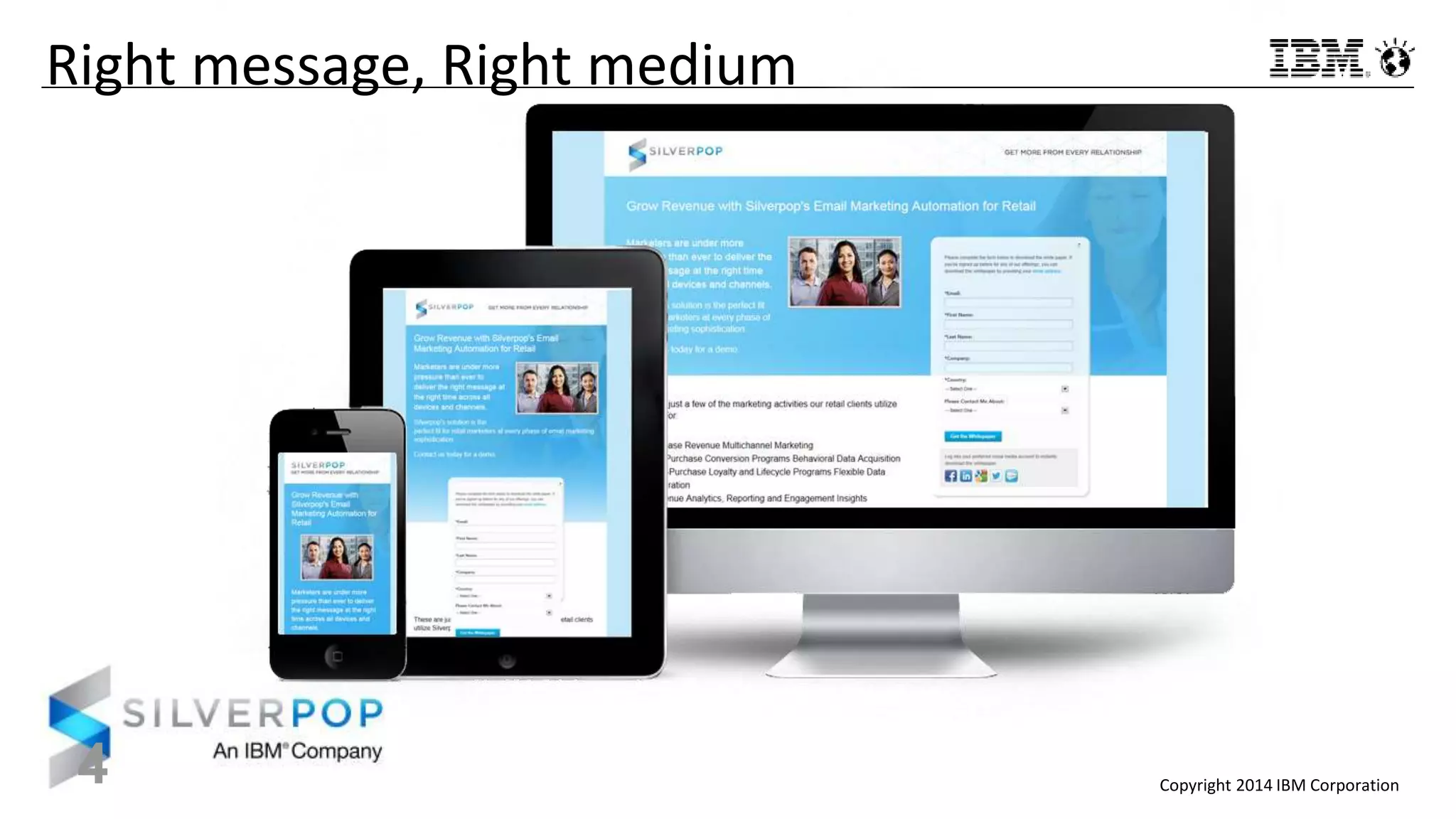 Copyright 2014 IBM Corporation
Right message, Right medium
4
 