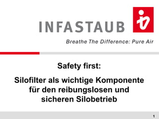 Safety first:
Silofilter als wichtige Komponente
    für den reibungslosen und
         sicheren Silobetrieb
                                     1
 