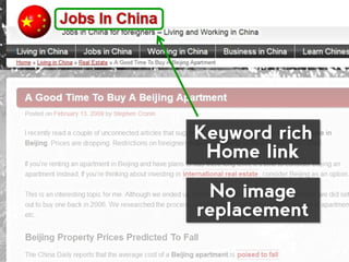 Keyword rich
 Home link

 No image
replacement
 