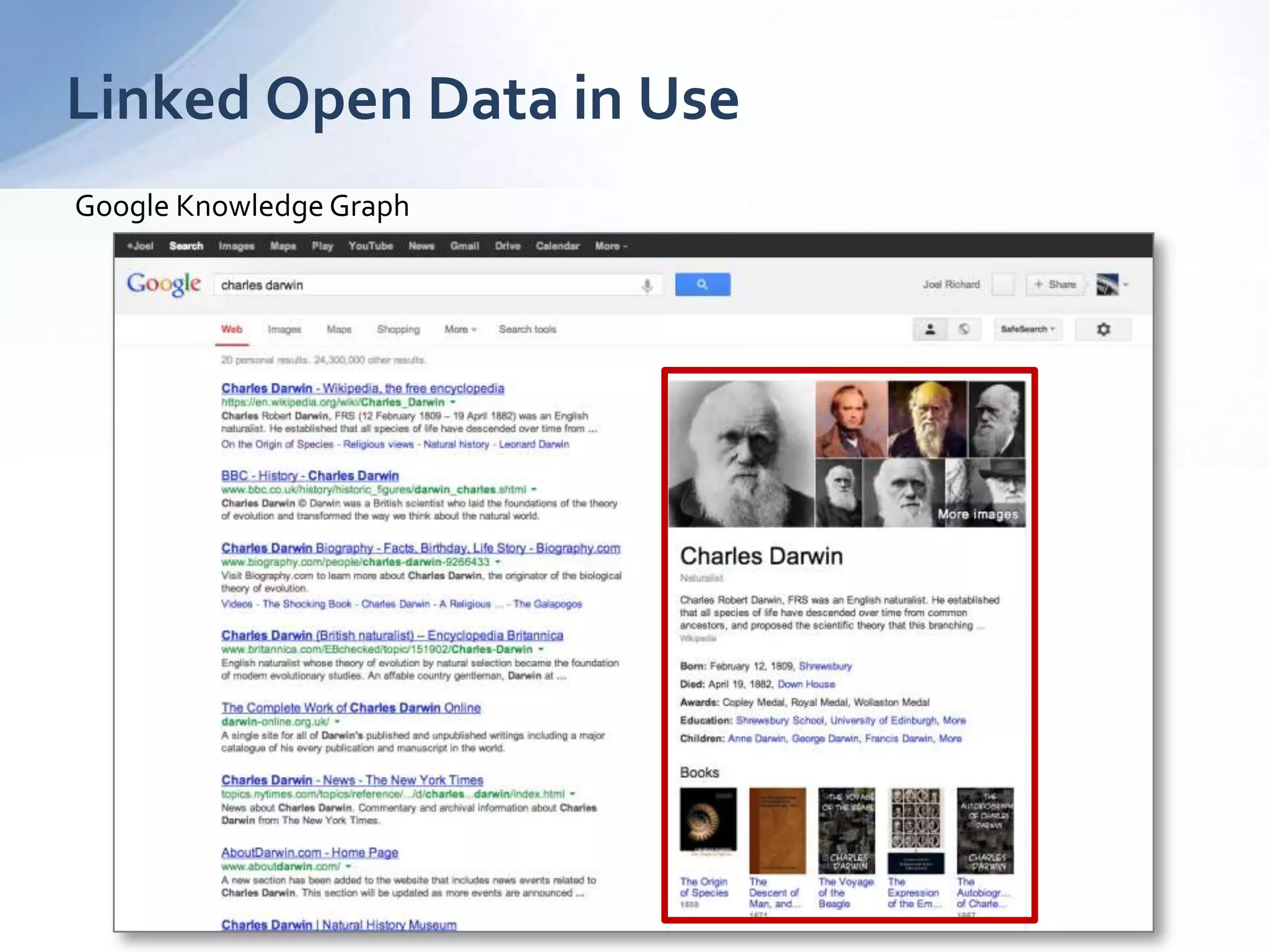 Linked Open Data in Use
Google Knowledge Graph
 