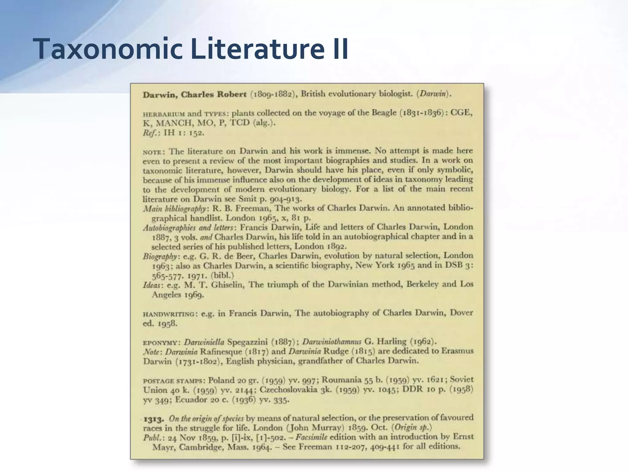 Taxonomic Literature II
 