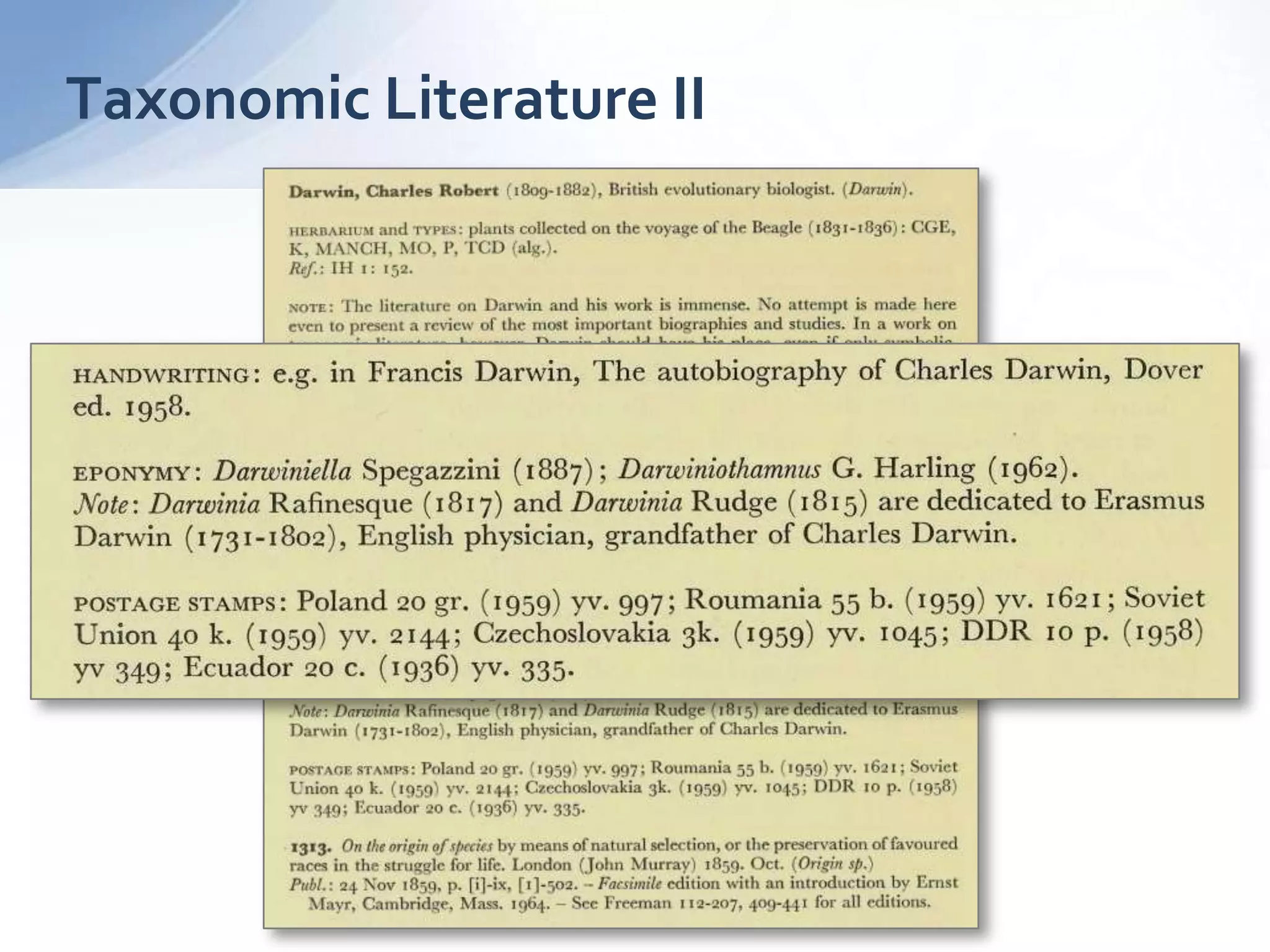 Taxonomic Literature II
 