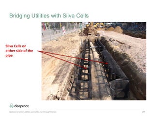 24
Silva Cells on
either side of the
pipe
Bridging Utilities with Silva Cells
Options for when utilities cannot be run through frames
 