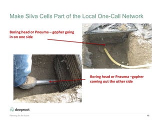 Planning for the future 46
Boring head or Pneuma – gopher going
in on one side
Boring head or Pneuma –gopher
coming out the other side
Make Silva Cells Part of the Local One-Call Network
 