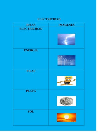 ELECTRICIDAD
IDEAS
ELECTRICIDAD

ENERGIA

PILAS

PLATA

SOL

IMAGENES

 