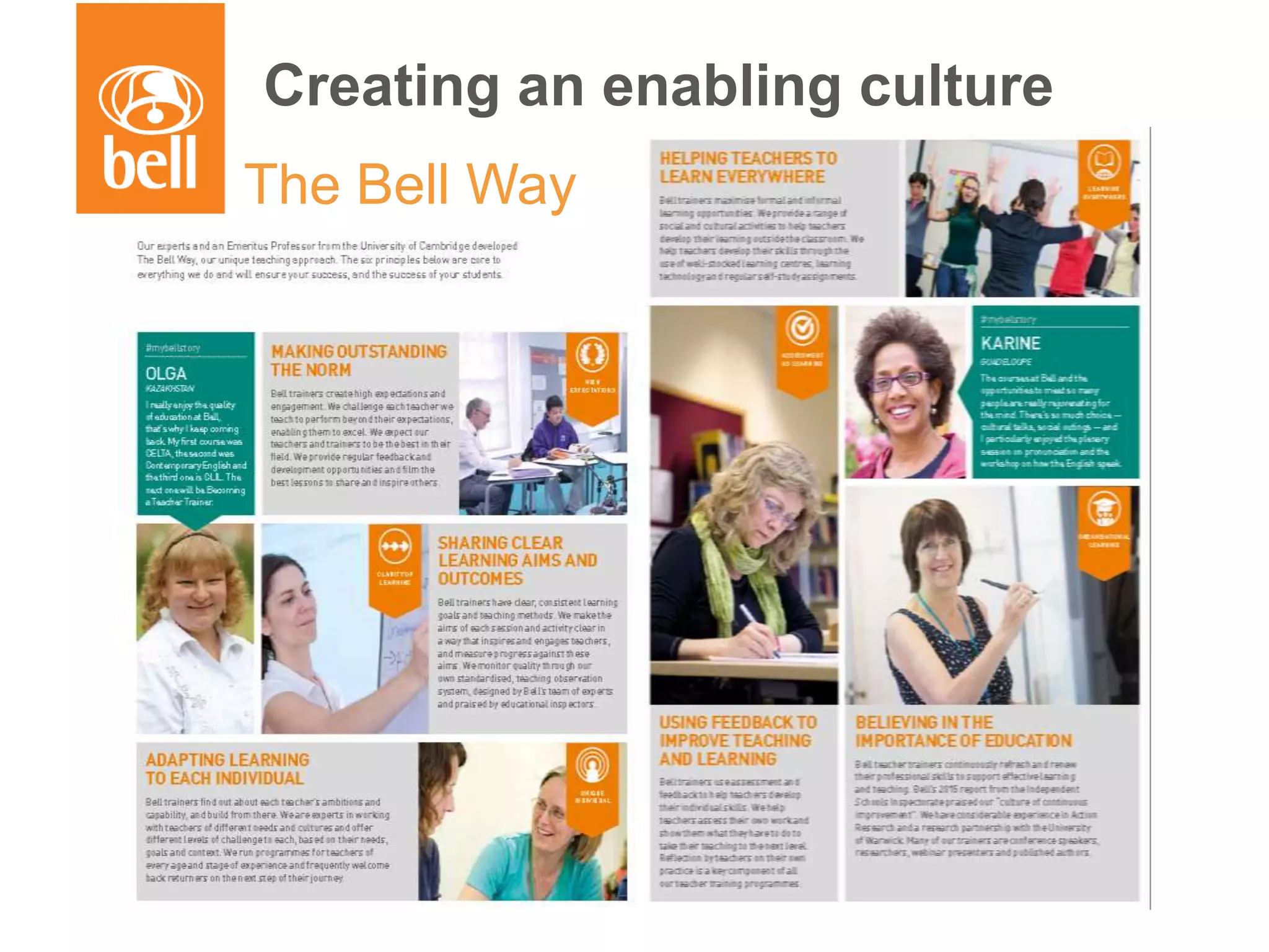 Creating an enabling culture
The Bell Way
 