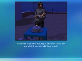 Buri’s time as an infant was stop. A little more than a day
and a half. It was Alice’s birthday as well.
 