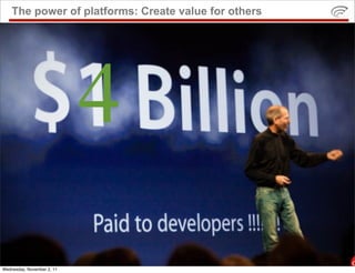 The power of platforms: Create value for others




                            4
Wednesday, November 2, 11
 
