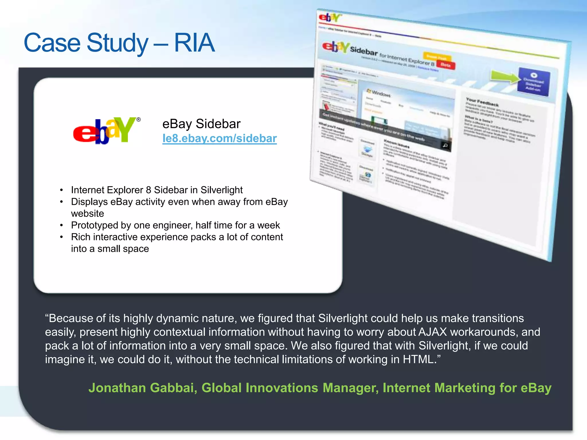 Screen shot hereCase Study – MediaNBCOlympics.comwww.nbcolympics.comExclusive US online coverage of the 2008 Olympics