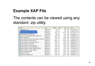 Example XAP File The contents can be viewed using any standard .zip utility. 
