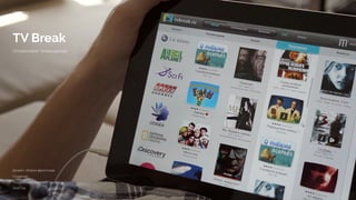 TV Break
Онлайновое телевидение
tvbreak.ru
Дизайн, сборка фронтэнда
Создание 
Реализация 5 месяцев 
2012 год
 