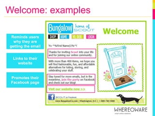 Automated, targeted campaignsDefined: emails that are targeted + triggered based on a set of rules or criteria