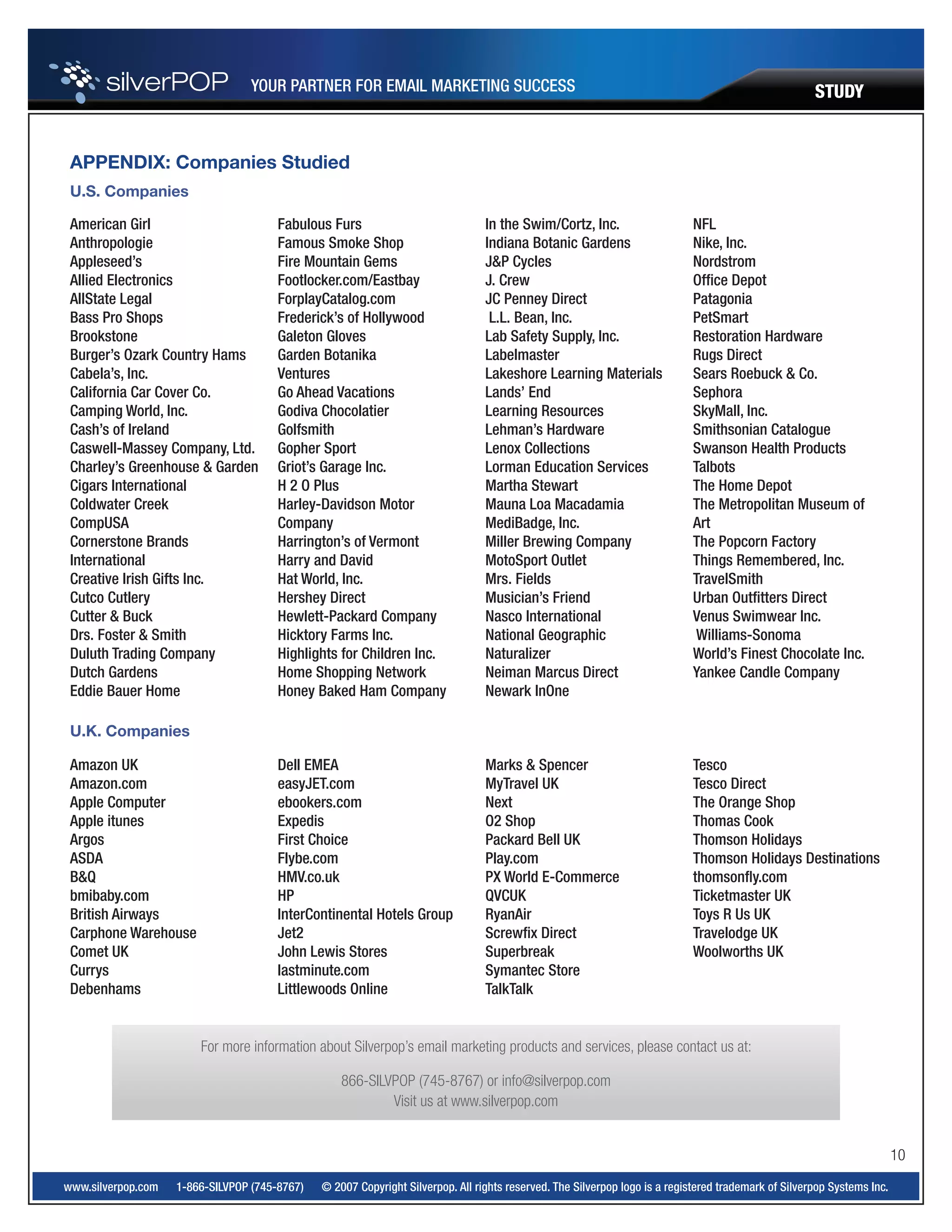 Silverpop Study 2007 Retail Email