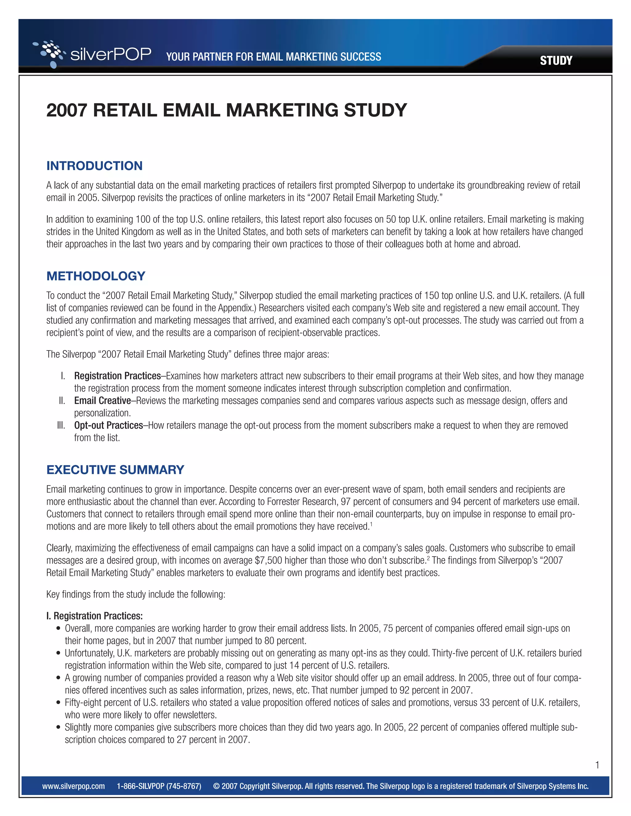 Silverpop Study 2007 Retail Email