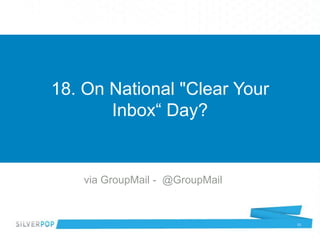 18. On National "Clear Your
       Inbox“ Day?


    via GroupMail - @GroupMail


                                 23
 