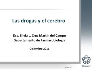 Las drogas y el cerebro

Dra. Silvia L. Cruz Martín del Campo
Departamento de Farmacobiología

           Diciembre 2011
 