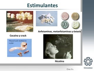 Estimulantes



                      Anfetaminas, metanfetaminas y éxtasis
Cocaína y crack




                                    Nicotina
 