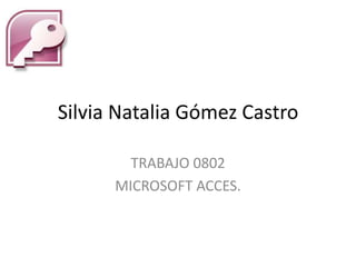 Silvia Natalia Gómez Castro

        TRABAJO 0802
      MICROSOFT ACCES.
 