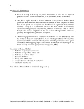 Tree Improvement Notes.pdf Silviculture second iof | DOCX