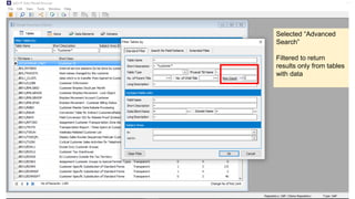 Selected “Advanced
Search”
Filtered to return
results only from tables
with data
 