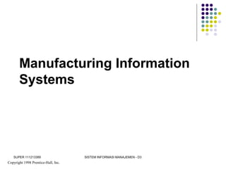 SUPER 111213389 SISTEM INFORMASI MANAJEMEN - D3
Manufacturing Information
Systems
Copyright 1998 Prentice-Hall, Inc.
 