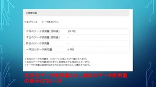 先月のデータ使用量とか、過去のデータ使用量
の表示はない（汗
 