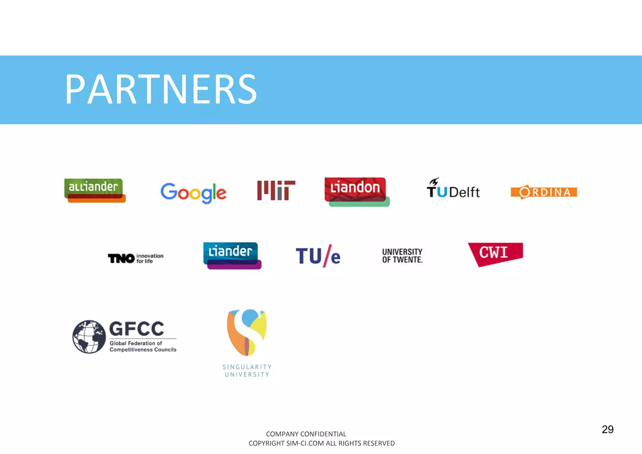 29
PARTNERS
COMPANY CONFIDENTIAL
COPYRIGHT SIM-CI.COM ALL RIGHTS RESERVED
 