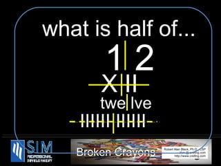 what is half of... 1 2 X II twe lve IIIIII IIIIII 